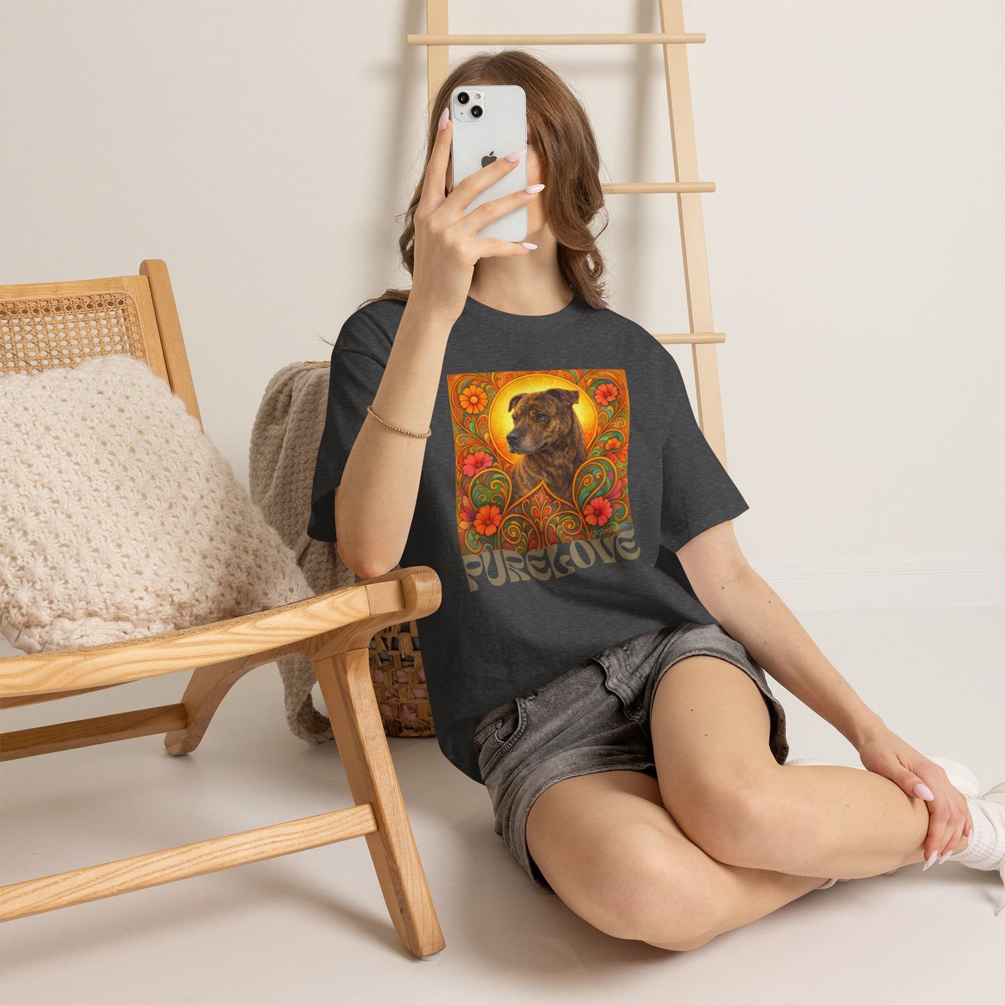 Staffy Brown Brindle Vintage Graphic T-Shirt – Unisex Cotton Tee for Dog Lovers