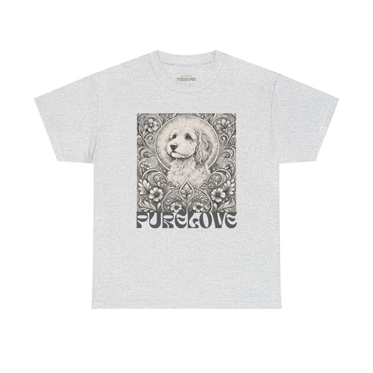 Bordoodle (Borderpoo) Vintage Unisex Cotton Tee for Dog Lovers (Black & White T-Shirt)