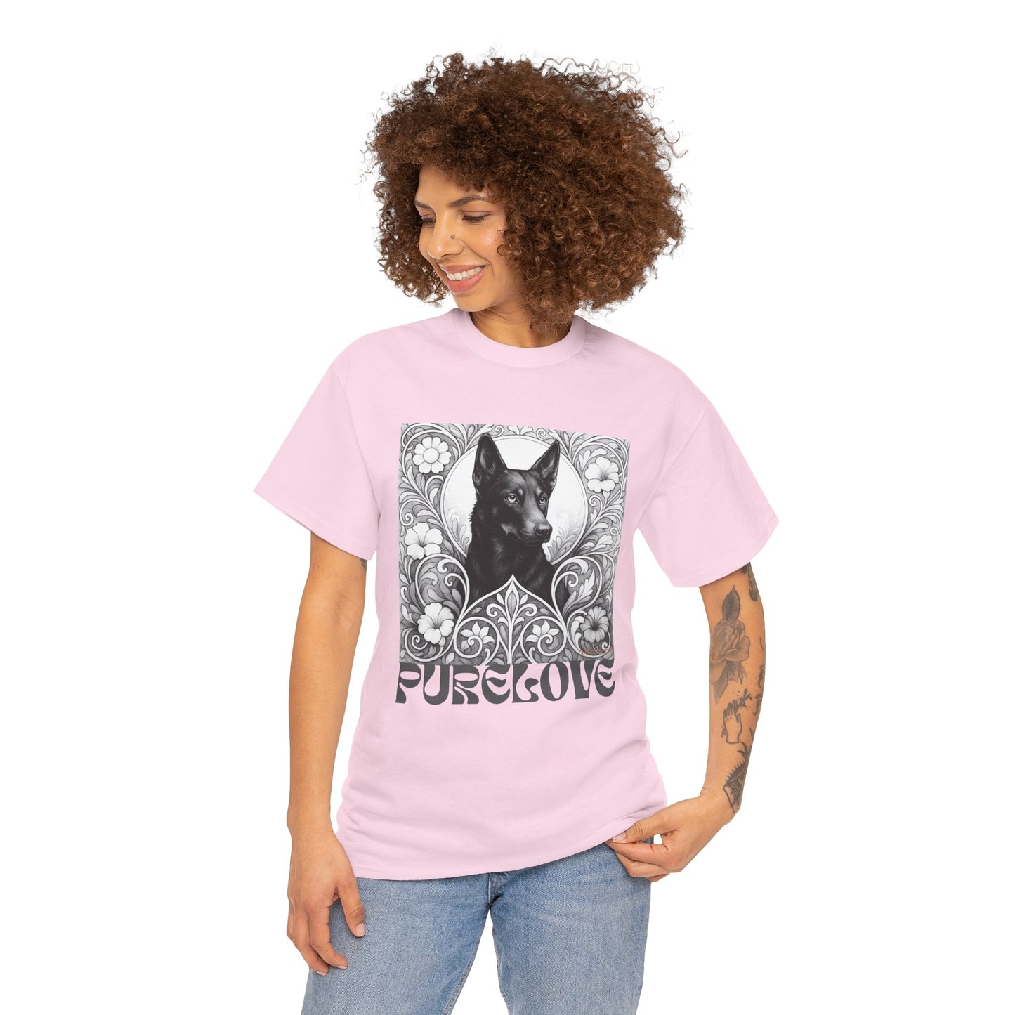 Kelpie Black Vintage Unisex Cotton Tee for Dog Lovers (Black & White)