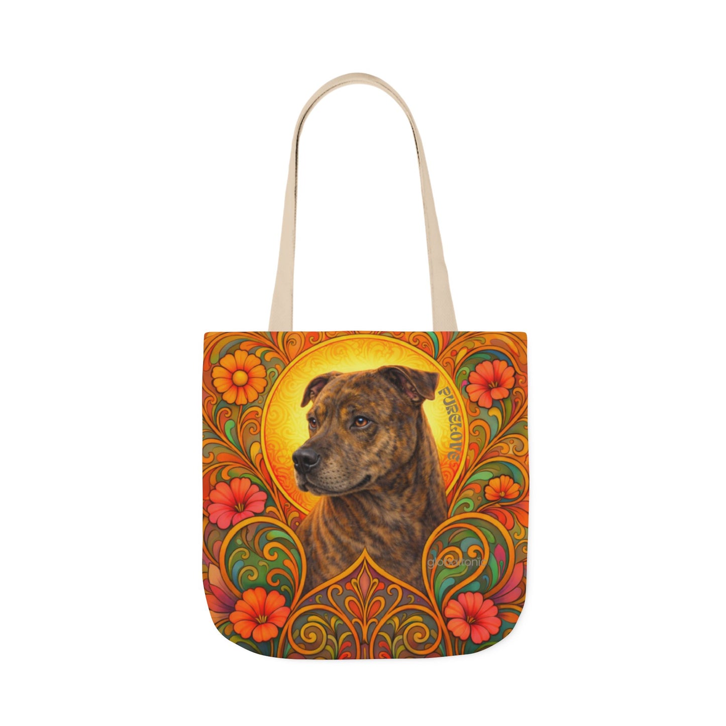 Staffy Brown All-Over Print Canvas Tote Bag – Colourful Artistic Dog Lover Gift