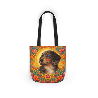 Dachshund Merle Wirehaired All-Over Print Canvas Tote Bag – Colourful Artistic Dog Lover Gift