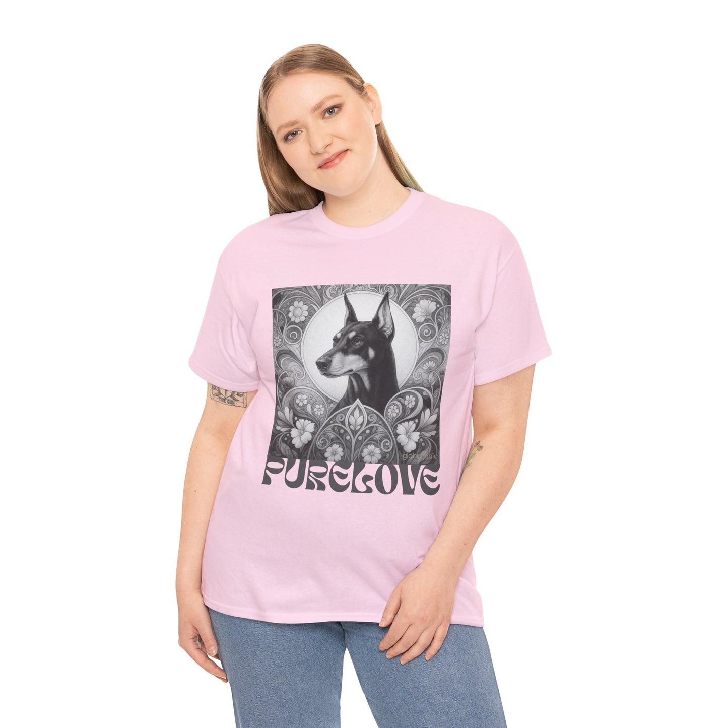 Doberman Vintage Unisex Cotton Tee for Dog Lovers (Black & White)