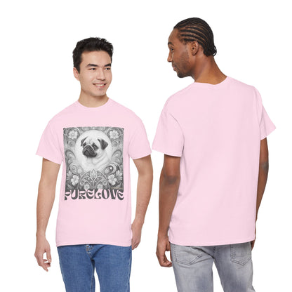 Pug Tan Vintage Unisex Cotton Tee for Dog Lovers (Black & White T-Shirt)