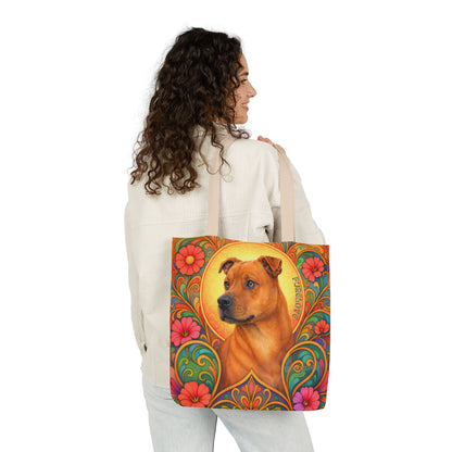 Staffy Tan All-Over Print Canvas Tote Bag – Colourful Artistic Dog Lover Gift