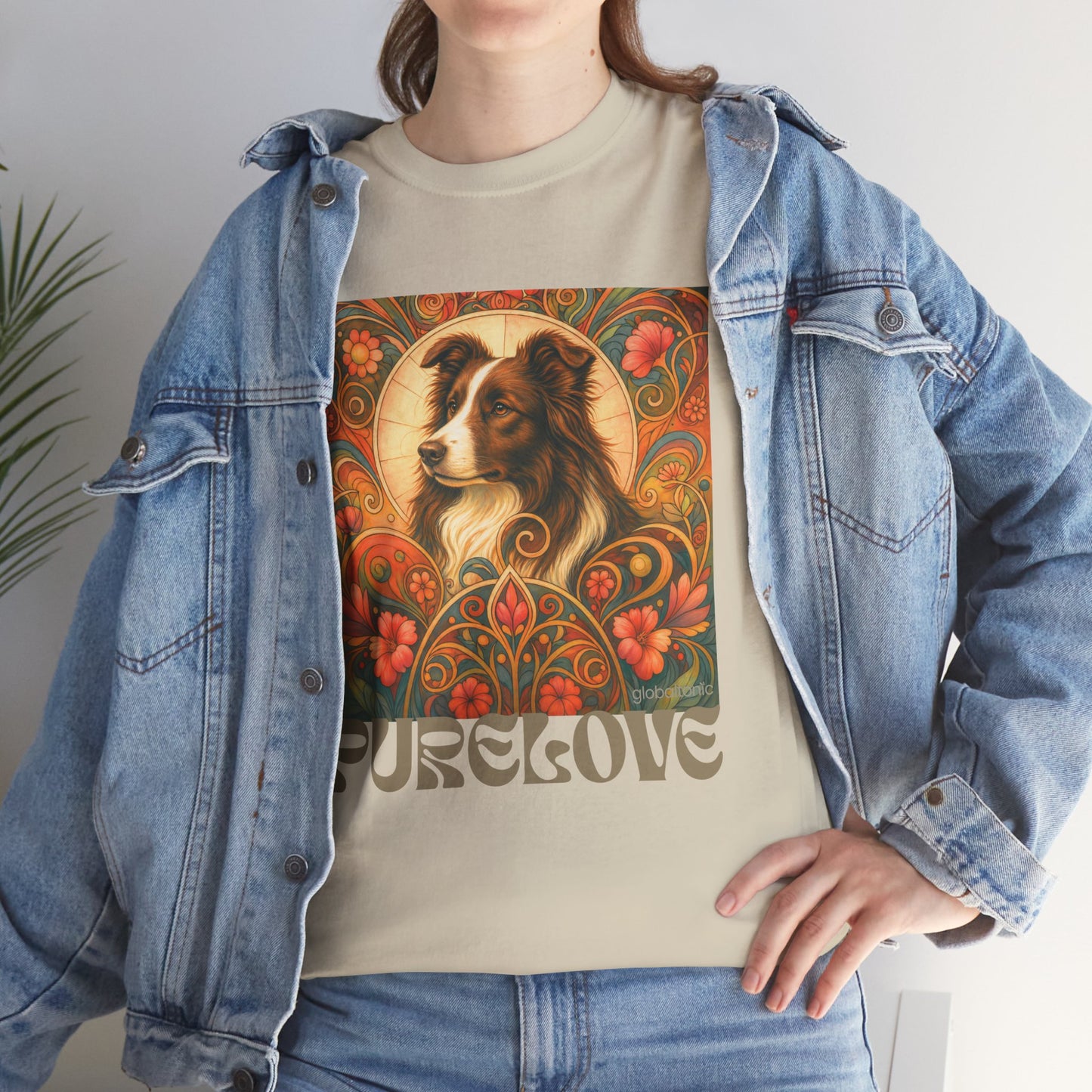 Border Collie (Chocolate & White) Vintage Graphic T-Shirt – Unisex Cotton Tee for Dog Lovers