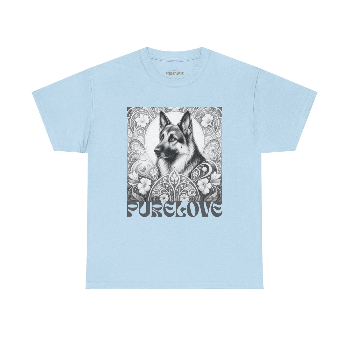 German Shepherd Vintage Unisex Cotton Tee for Dog Lovers  (Black & White)