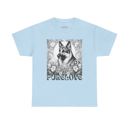 German Shepherd Vintage Unisex Cotton Tee for Dog Lovers  (Black & White)