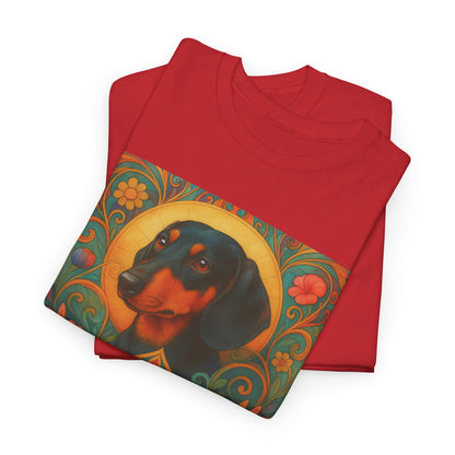 Dachshund Black Tan Shorthair Vintage Graphic T-shirt - Unisex Cotton Tee for Dog Lovers