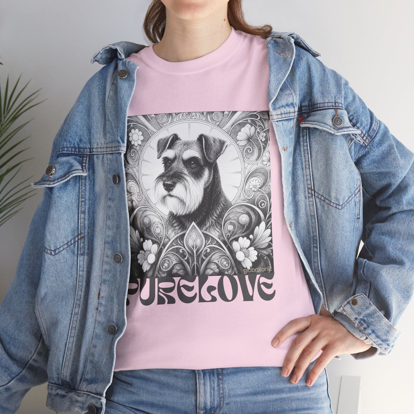 Schnauzer Vintage Unisex Cotton Tee for Dog Lovers (Black & White)