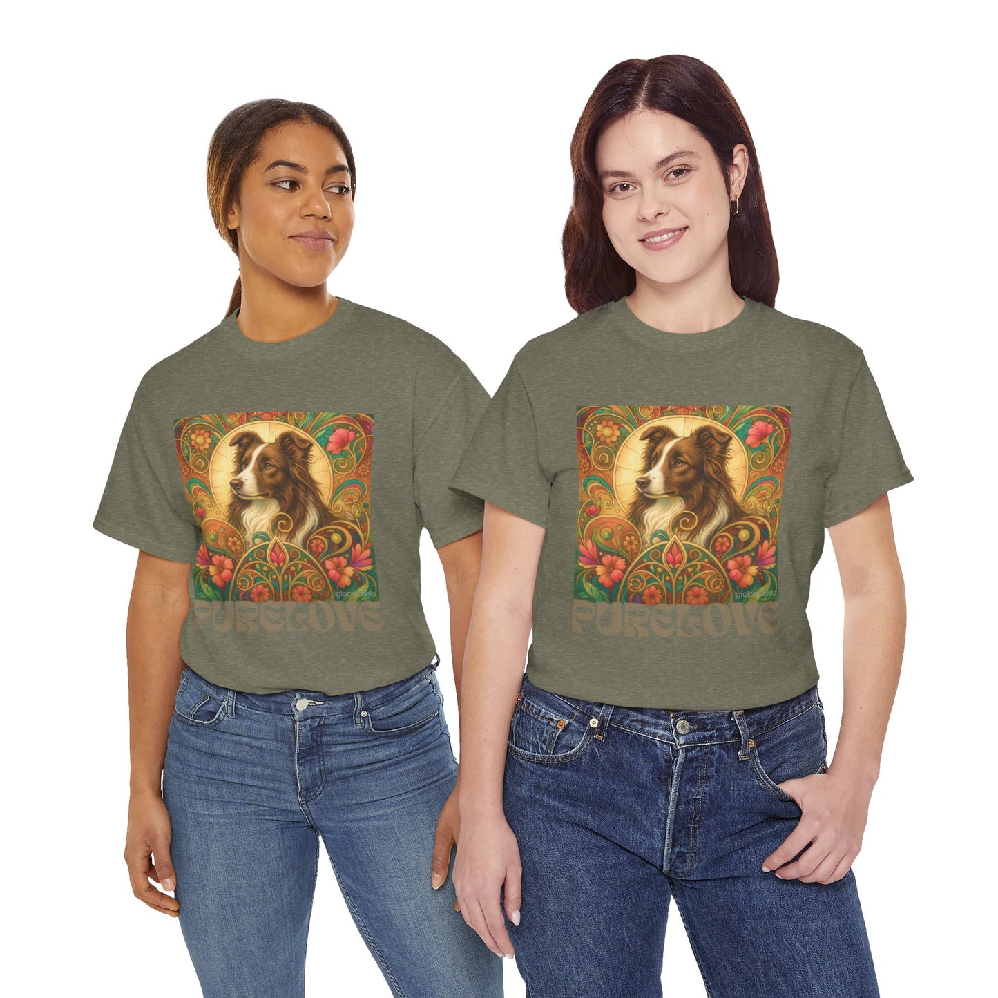 Border Collie (Chocolate & White) Vintage Graphic T-Shirt – Unisex Cotton Tee for Dog Lovers