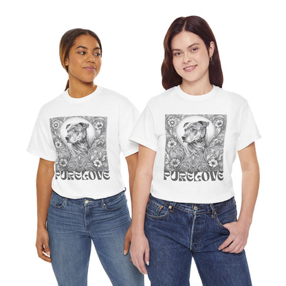 Staffy Brown Brindle Vintage Graphic T-Shirt – Unisex Cotton Tee for Dog Lovers (Black & White)