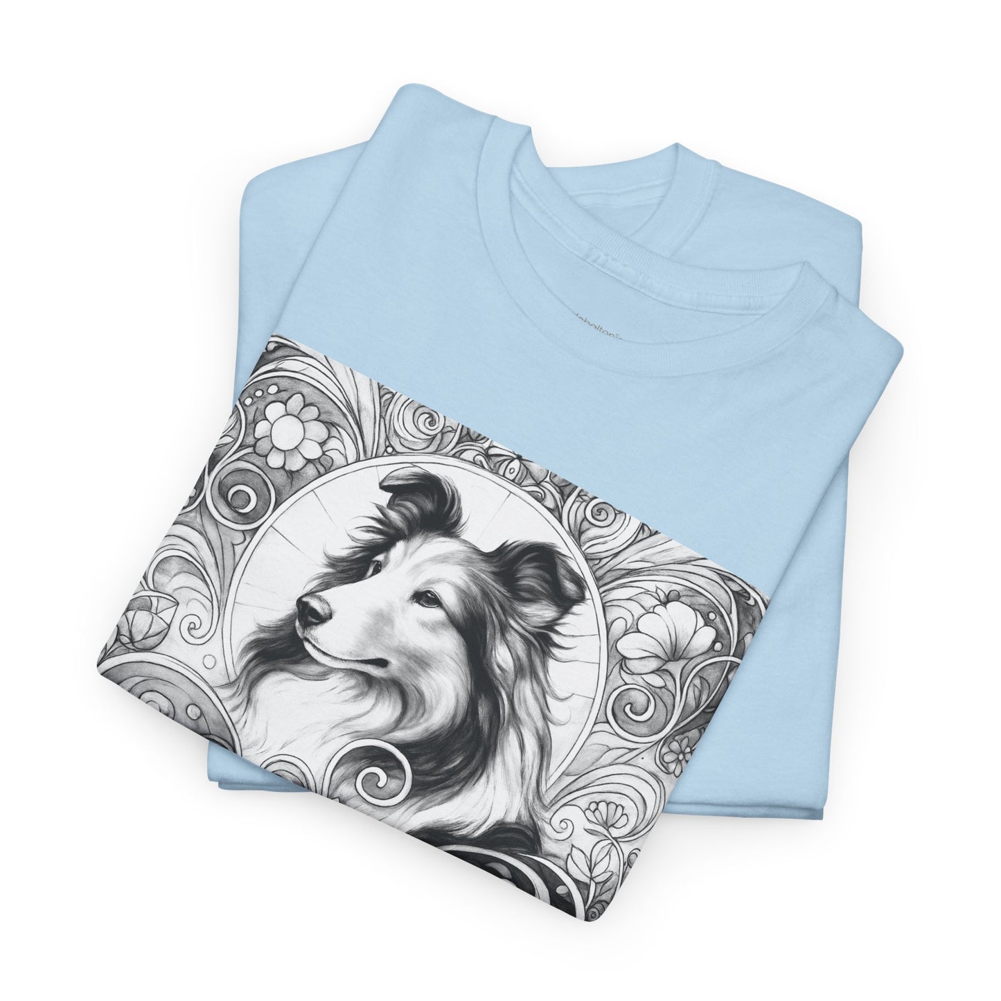 Collie Vintage Unisex Cotton Tee for Dog Lovers (Black & White)