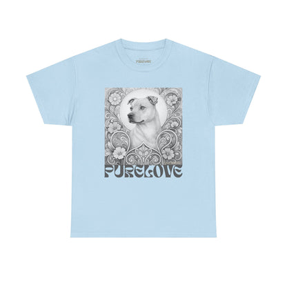 Staffy Tan Vintage Graphic T-Shirt – Unisex Cotton Tee for Dog Lovers (Black & White)