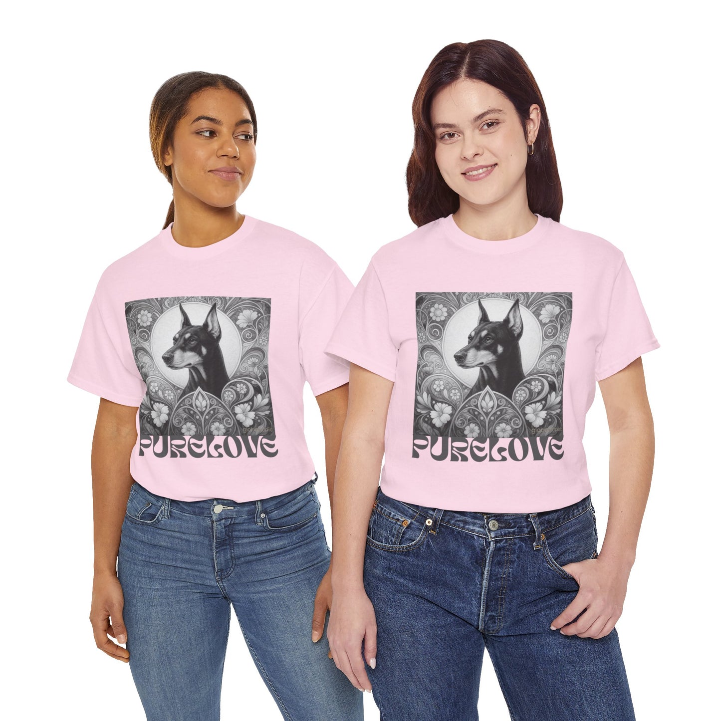 Doberman Vintage Unisex Cotton Tee for Dog Lovers (Black & White)