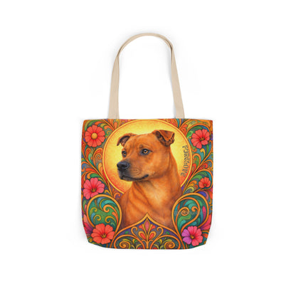 Staffy Tan All-Over Print Canvas Tote Bag – Colourful Artistic Dog Lover Gift