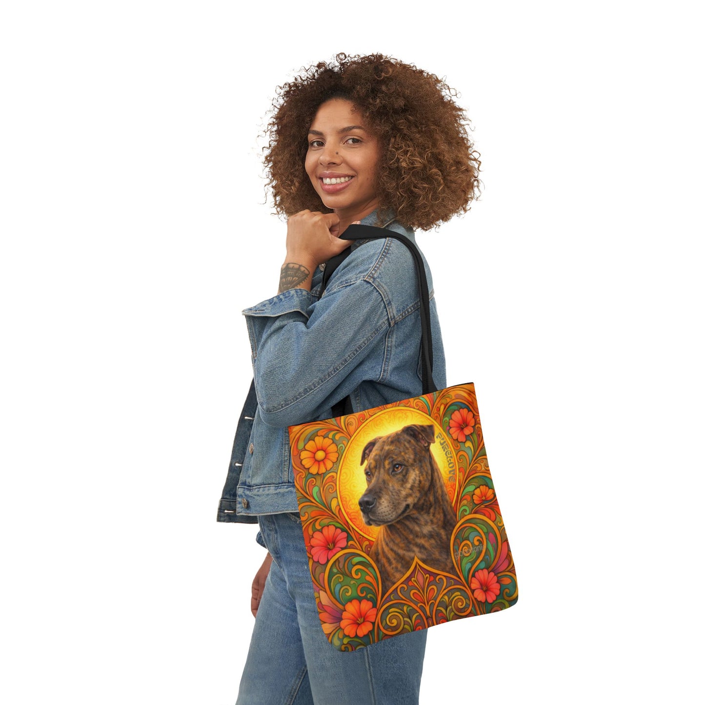 Staffy Brown All-Over Print Canvas Tote Bag – Colourful Artistic Dog Lover Gift