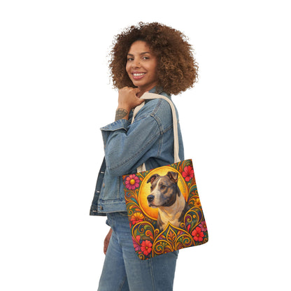 Staffy Grey & White All-Over Print Canvas Tote Bag – Colourful Artistic Dog Lover Gift
