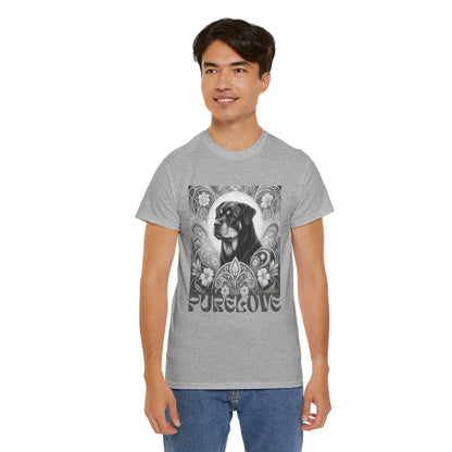 Rottweiler Buddha Vintage Unisex Cotton Tee for Dog Lovers (Black & White T-Shirt)