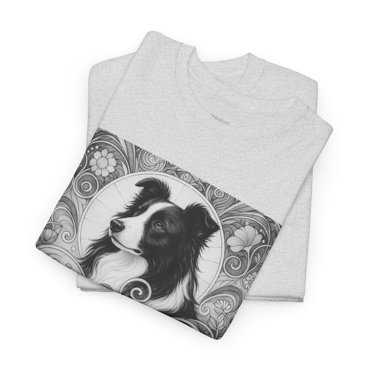 Border Collie Vintage Unisex Cotton Tee for Dog Lovers (Black & White)