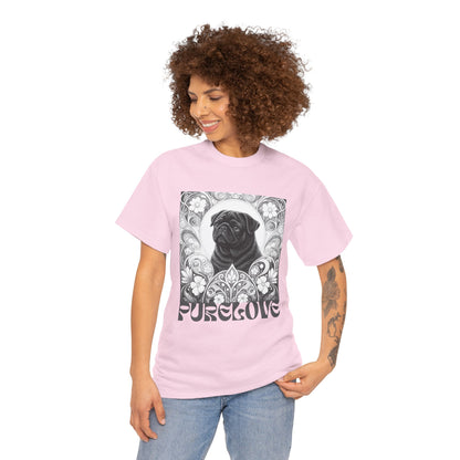 Pug Black Vintage Unisex Cotton Tee for Dog Lovers (Black & White T-Shirt)