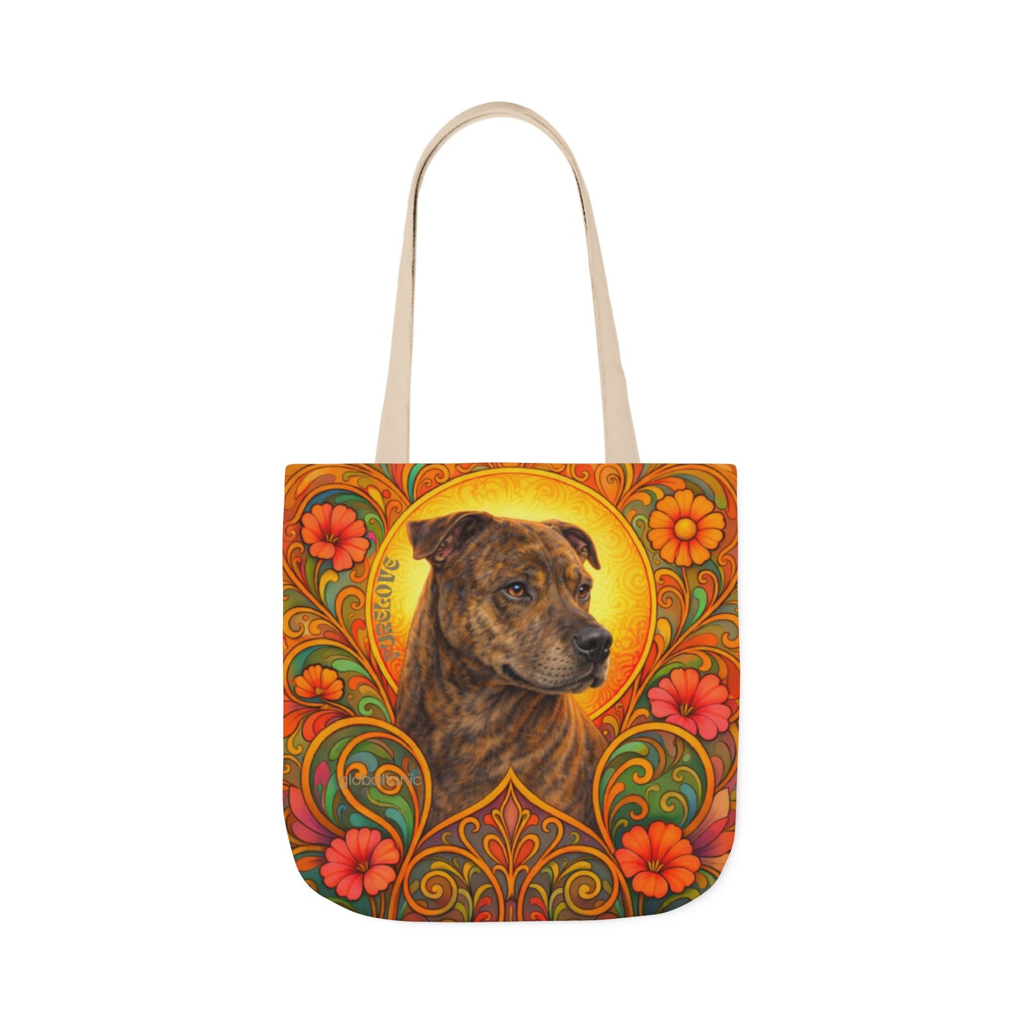 Staffy Brown All-Over Print Canvas Tote Bag – Colourful Artistic Dog Lover Gift