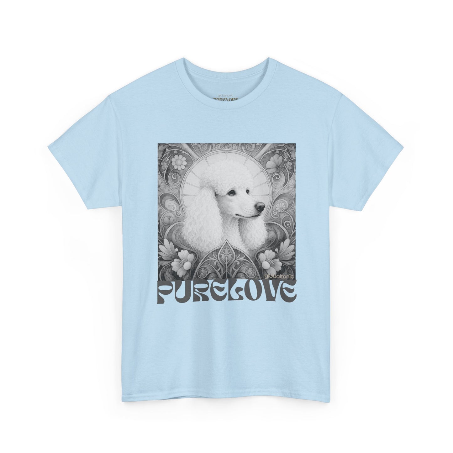 Poodle White Vintage Unisex Cotton Tee for Dog Lovers (Black & White)