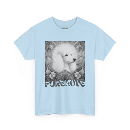 Poodle White Vintage Unisex Cotton Tee for Dog Lovers (Black & White)