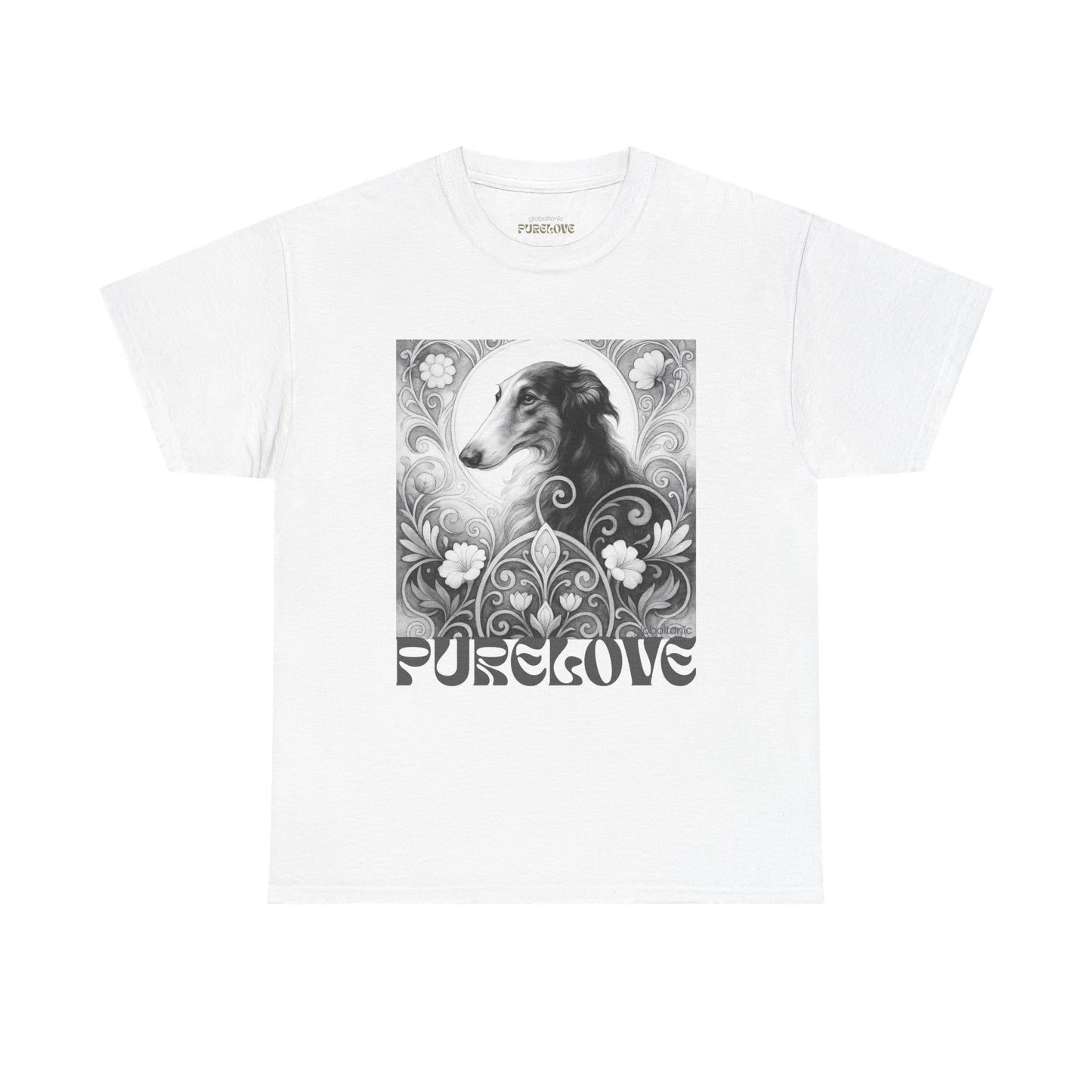 Borzoi Vintage Unisex Cotton Tee for Dog Lovers (Black & White)