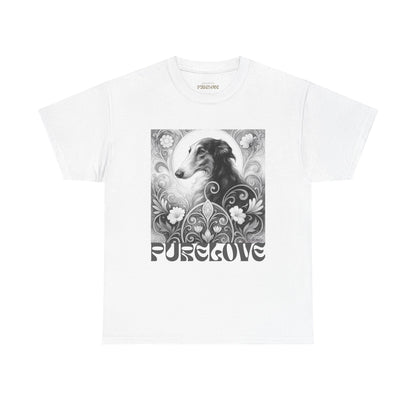 Borzoi Vintage Unisex Cotton Tee for Dog Lovers (Black & White)