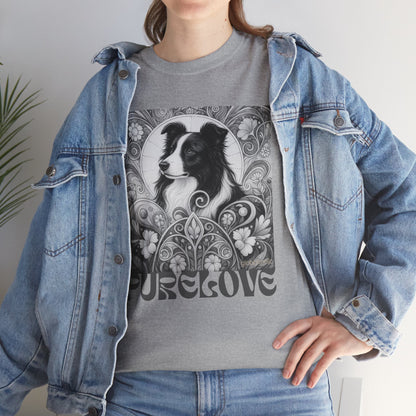 Border Collie Vintage Unisex Cotton Tee for Dog Lovers (Black & White)