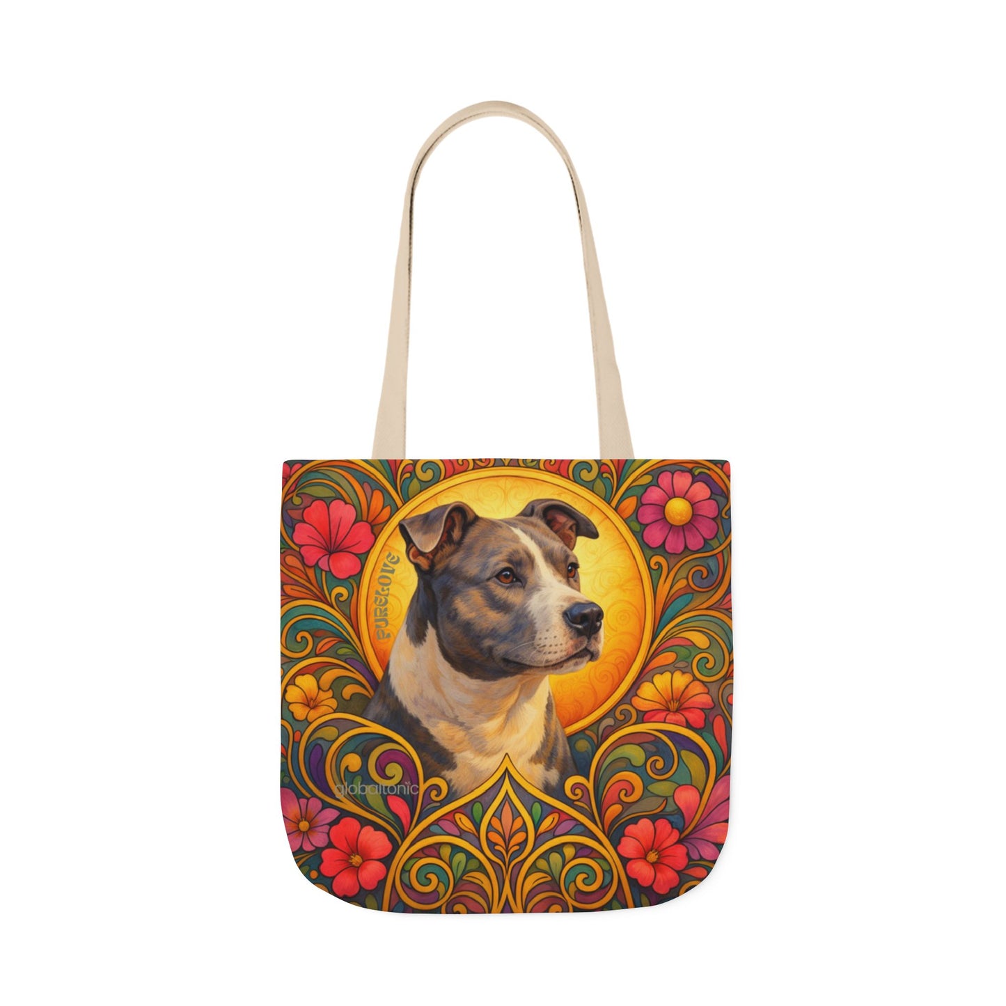 Staffy Grey & White All-Over Print Canvas Tote Bag – Colourful Artistic Dog Lover Gift