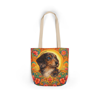 Dachshund Merle Wirehaired All-Over Print Canvas Tote Bag – Colourful Artistic Dog Lover Gift