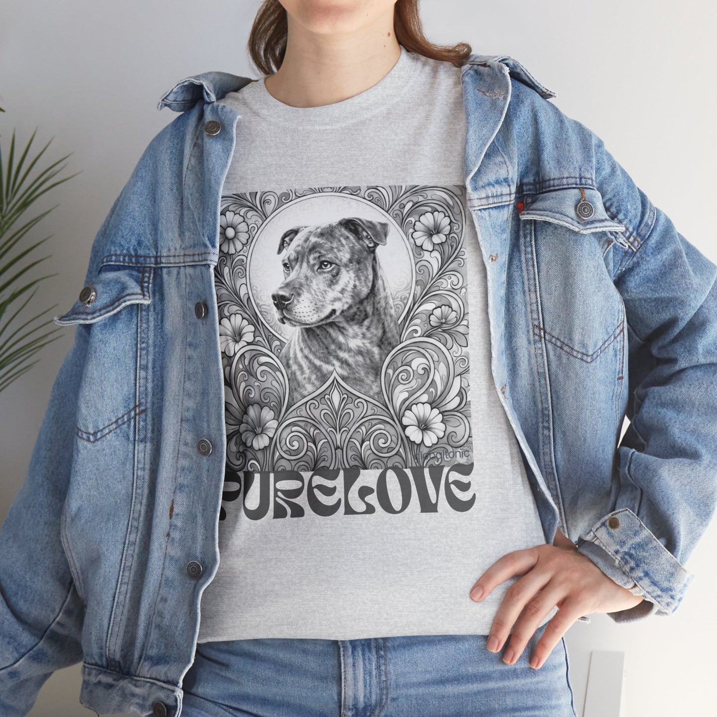Staffy Brown Brindle Vintage Graphic T-Shirt – Unisex Cotton Tee for Dog Lovers (Black & White)