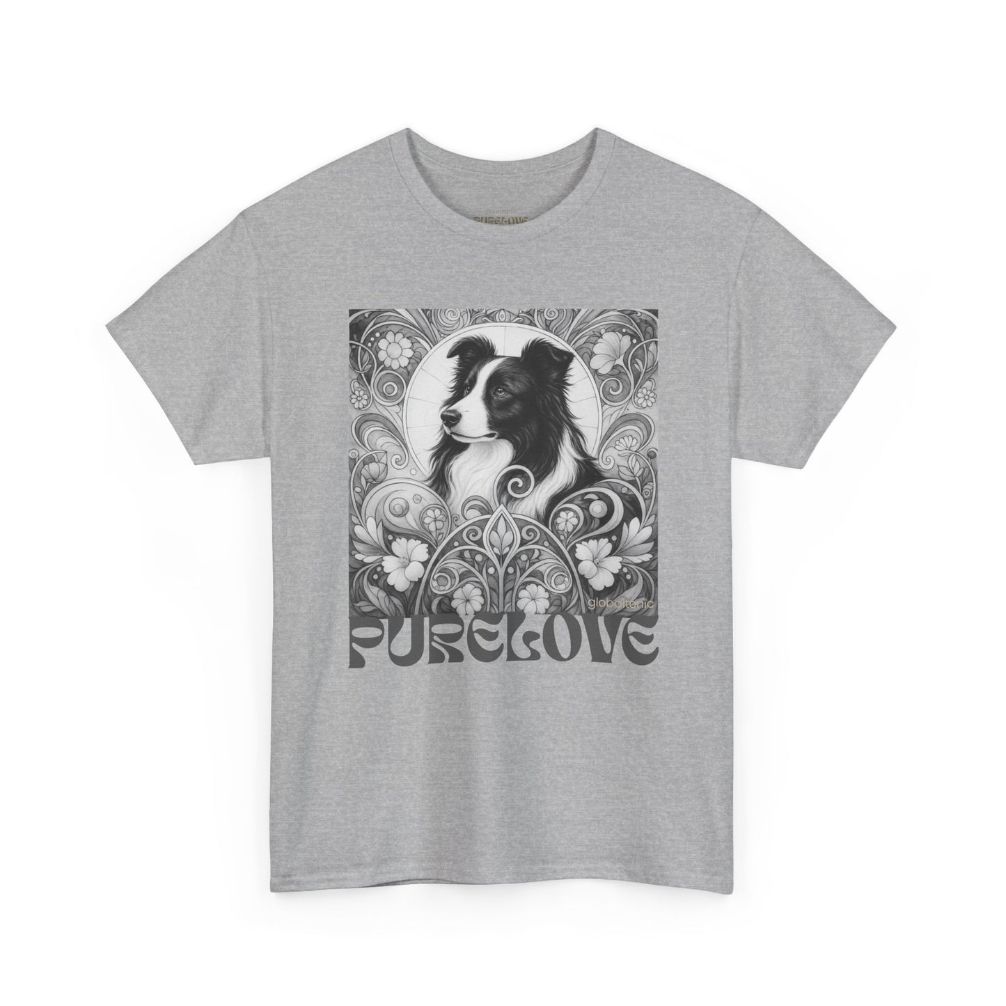 Border Collie Vintage Unisex Cotton Tee for Dog Lovers (Black & White)