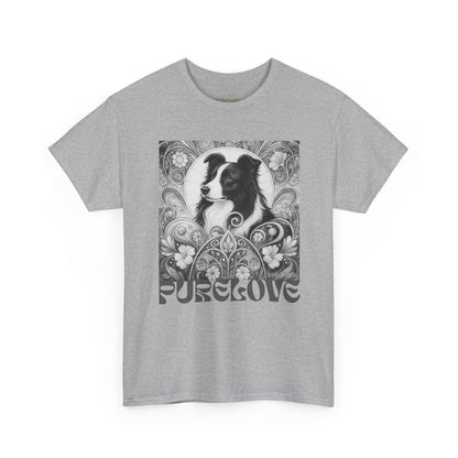 Border Collie Vintage Unisex Cotton Tee for Dog Lovers (Black & White)