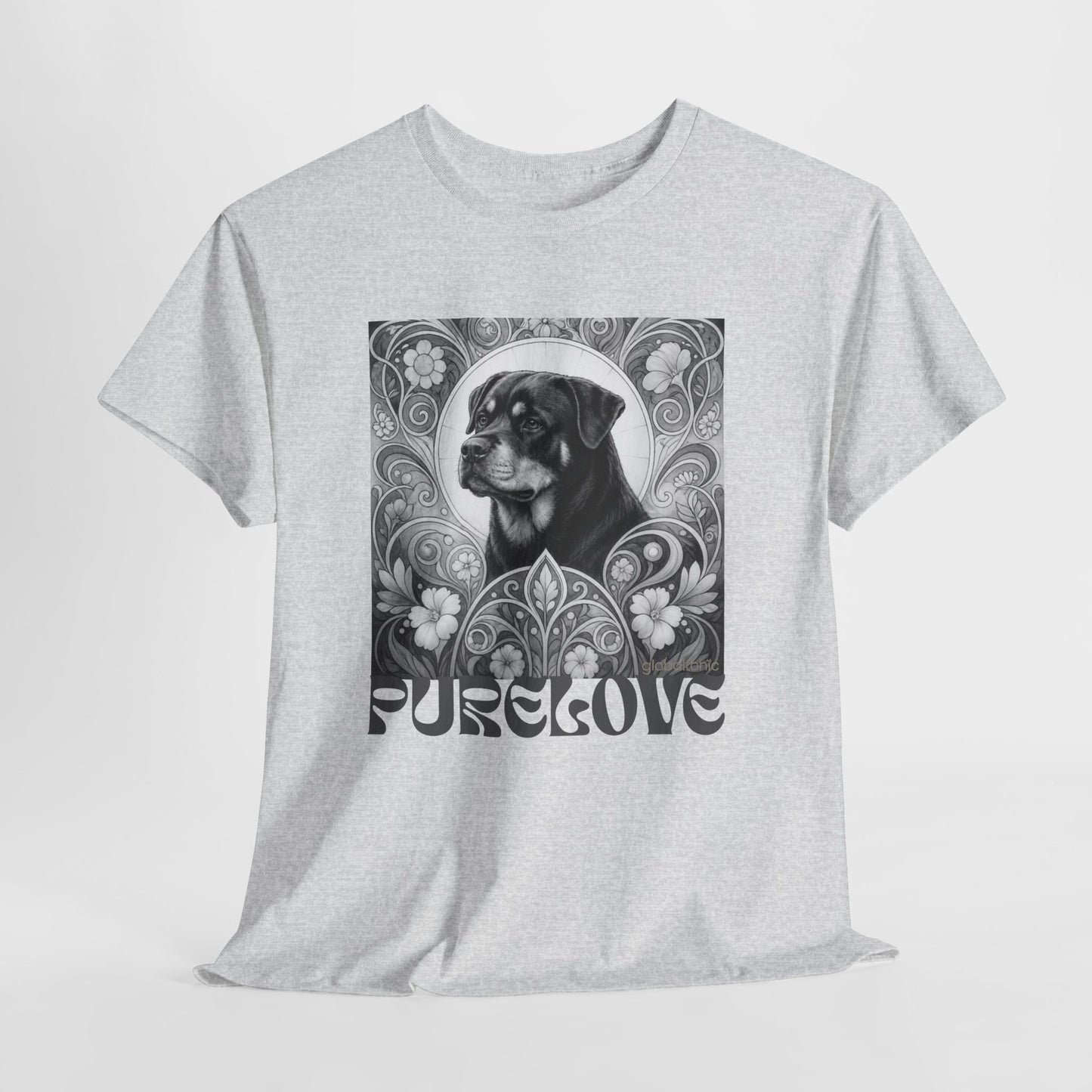 Rottweiler Buddha Vintage Unisex Cotton Tee for Dog Lovers (Black & White T-Shirt)