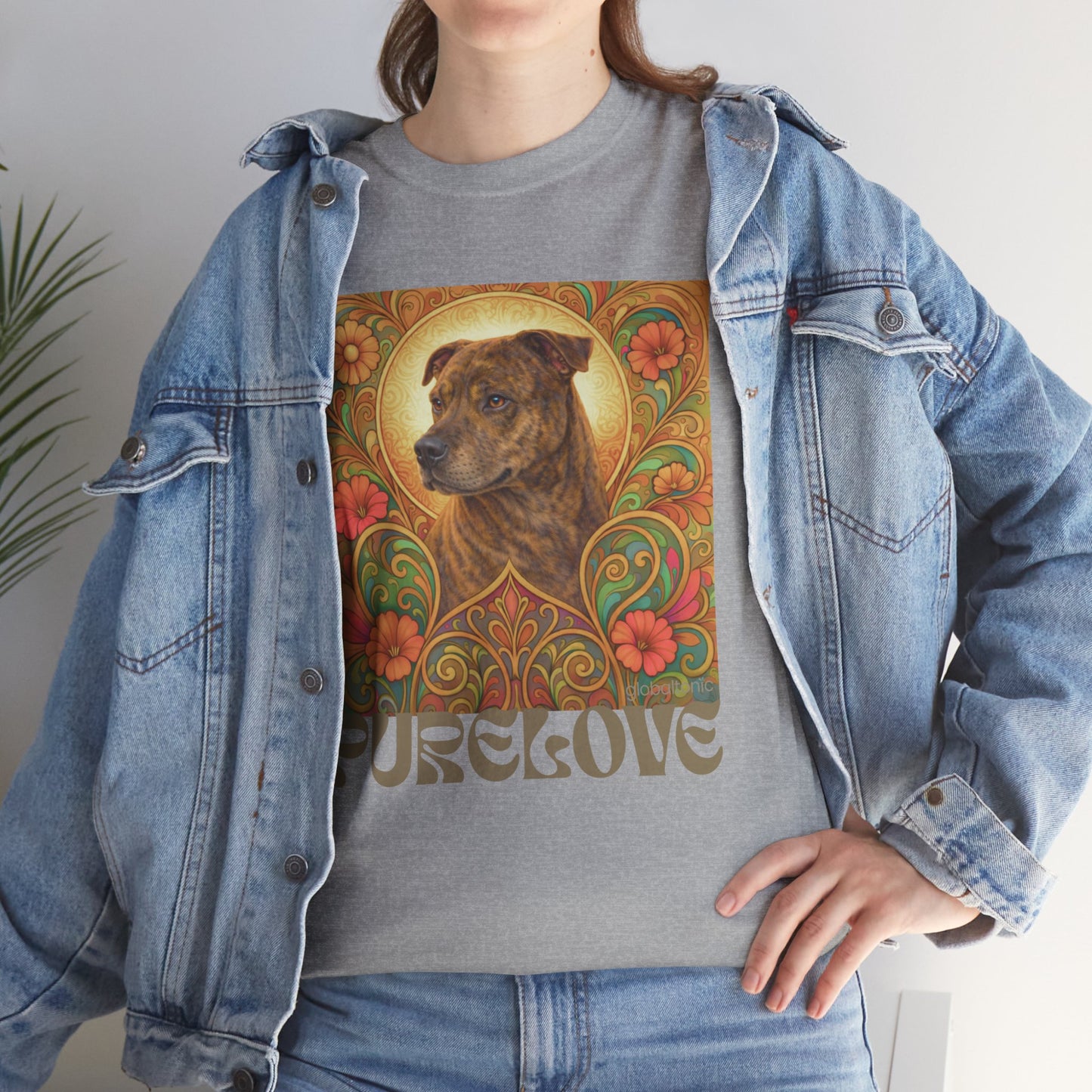 Staffy Brown Brindle Vintage Graphic T-Shirt – Unisex Cotton Tee for Dog Lovers
