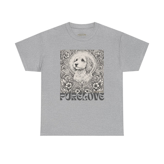 Bordoodle (Borderpoo) Vintage Unisex Cotton Tee for Dog Lovers (Black & White T-Shirt)