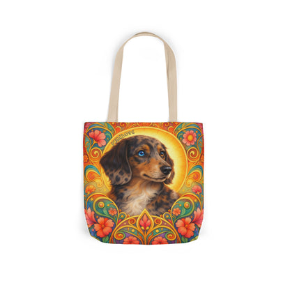 Dachshund Merle Wirehaired All-Over Print Canvas Tote Bag – Colourful Artistic Dog Lover Gift