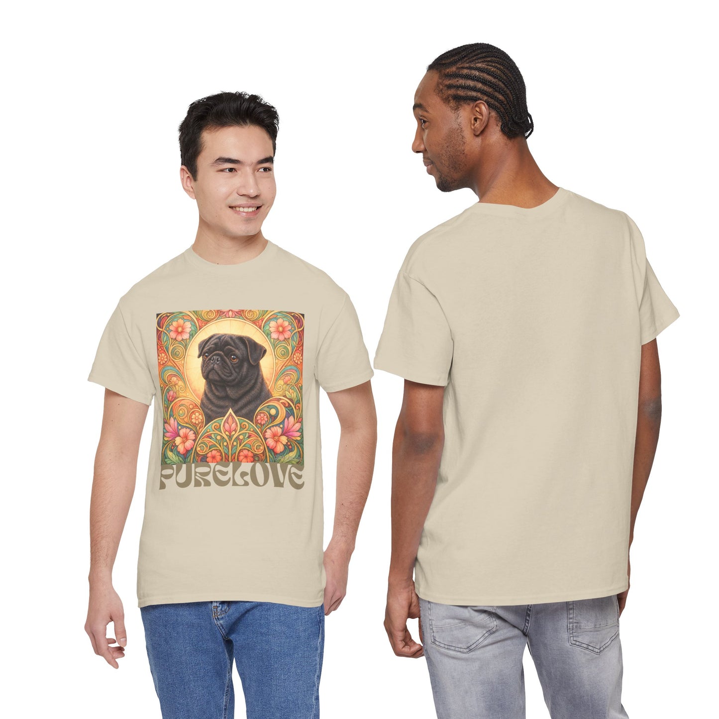 Pug Black Vintage Graphic T-Shirt – Unisex Cotton Tee for Dog Lovers