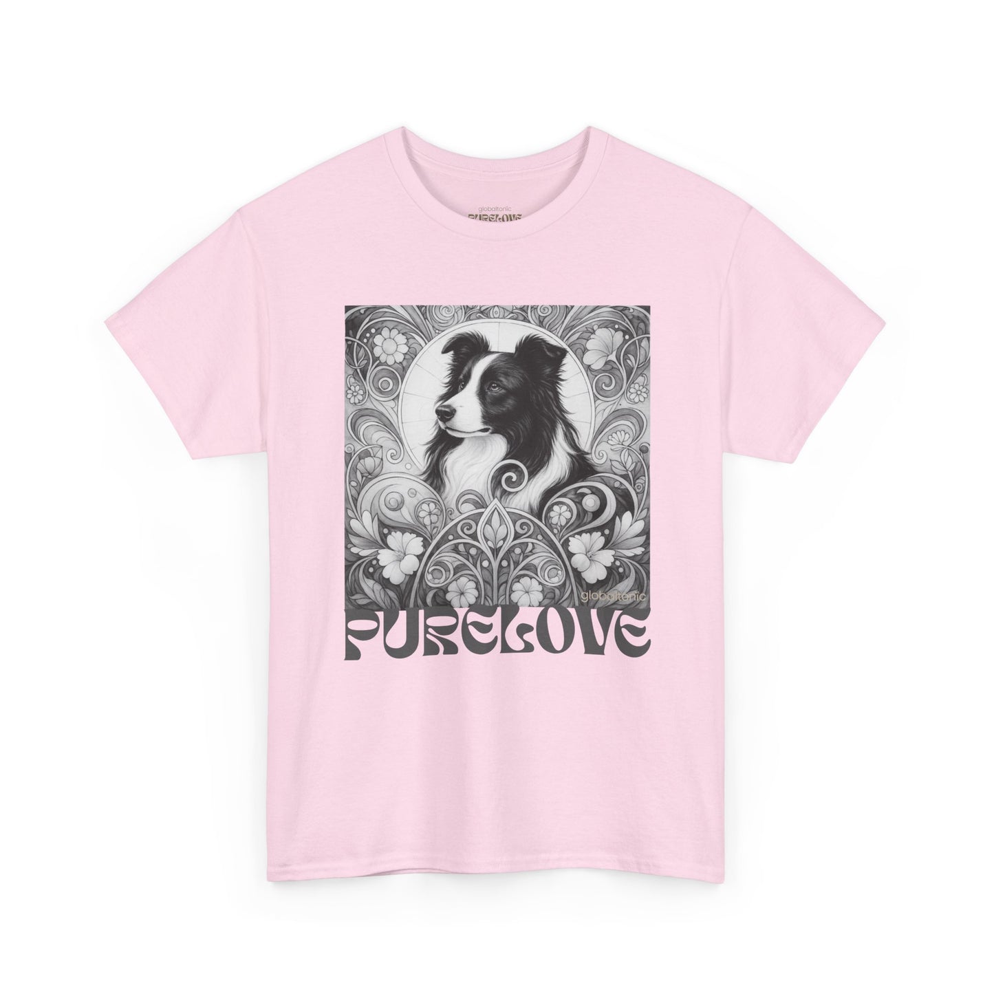 Border Collie Vintage Unisex Cotton Tee for Dog Lovers (Black & White)