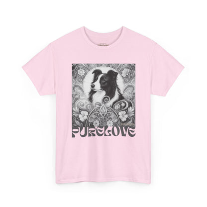 Border Collie Vintage Unisex Cotton Tee for Dog Lovers (Black & White)