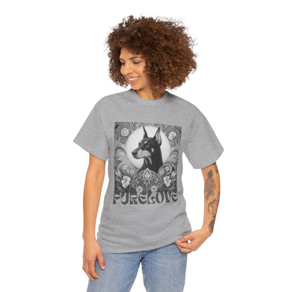 Doberman Vintage Unisex Cotton Tee for Dog Lovers (Black & White)