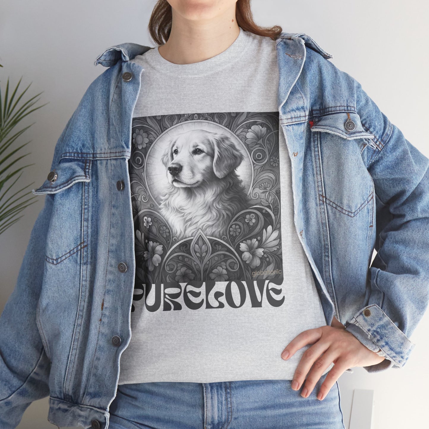Golden Retriever Vintage Unisex Cotton Tee for Dog Lovers (Black & White)