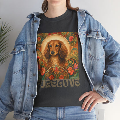 Dachshund Tan Longhair Vintage Graphic T-Shirt – Unisex Cotton Tee for Dog Lovers