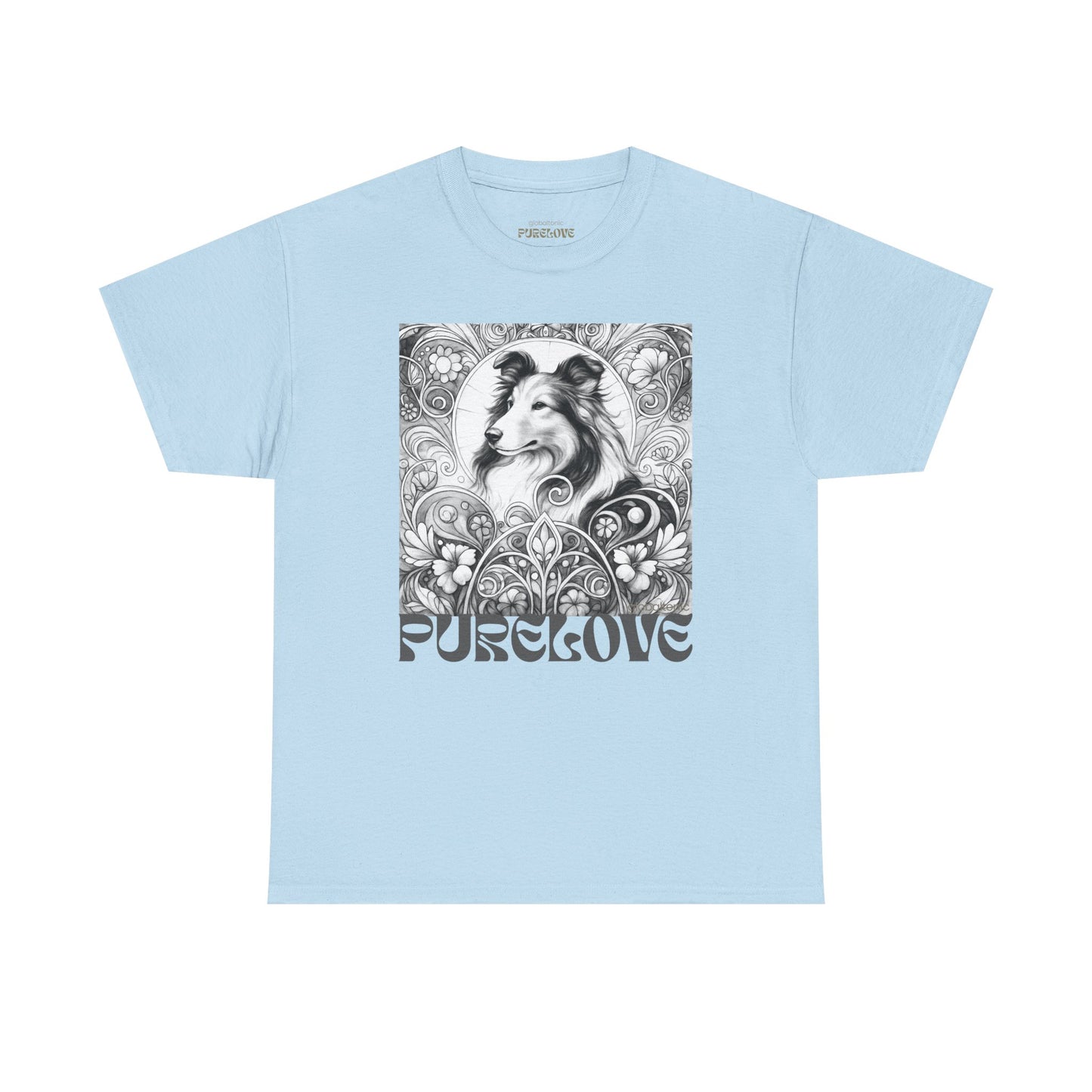 Collie Vintage Unisex Cotton Tee for Dog Lovers (Black & White)