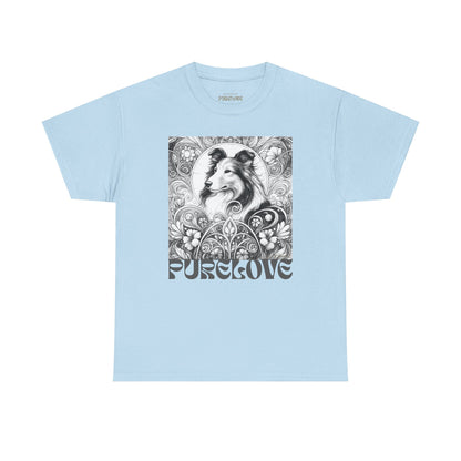 Collie Vintage Unisex Cotton Tee for Dog Lovers (Black & White)