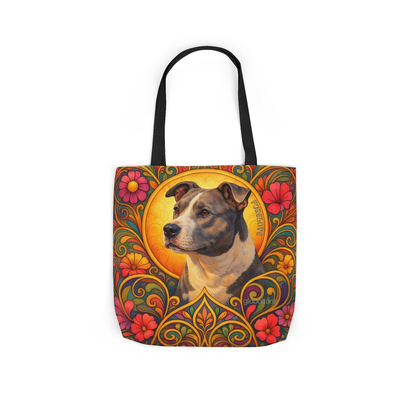Staffy Grey & White All-Over Print Canvas Tote Bag – Colourful Artistic Dog Lover Gift