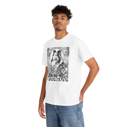 Collie Vintage Unisex Cotton Tee for Dog Lovers (Black & White)
