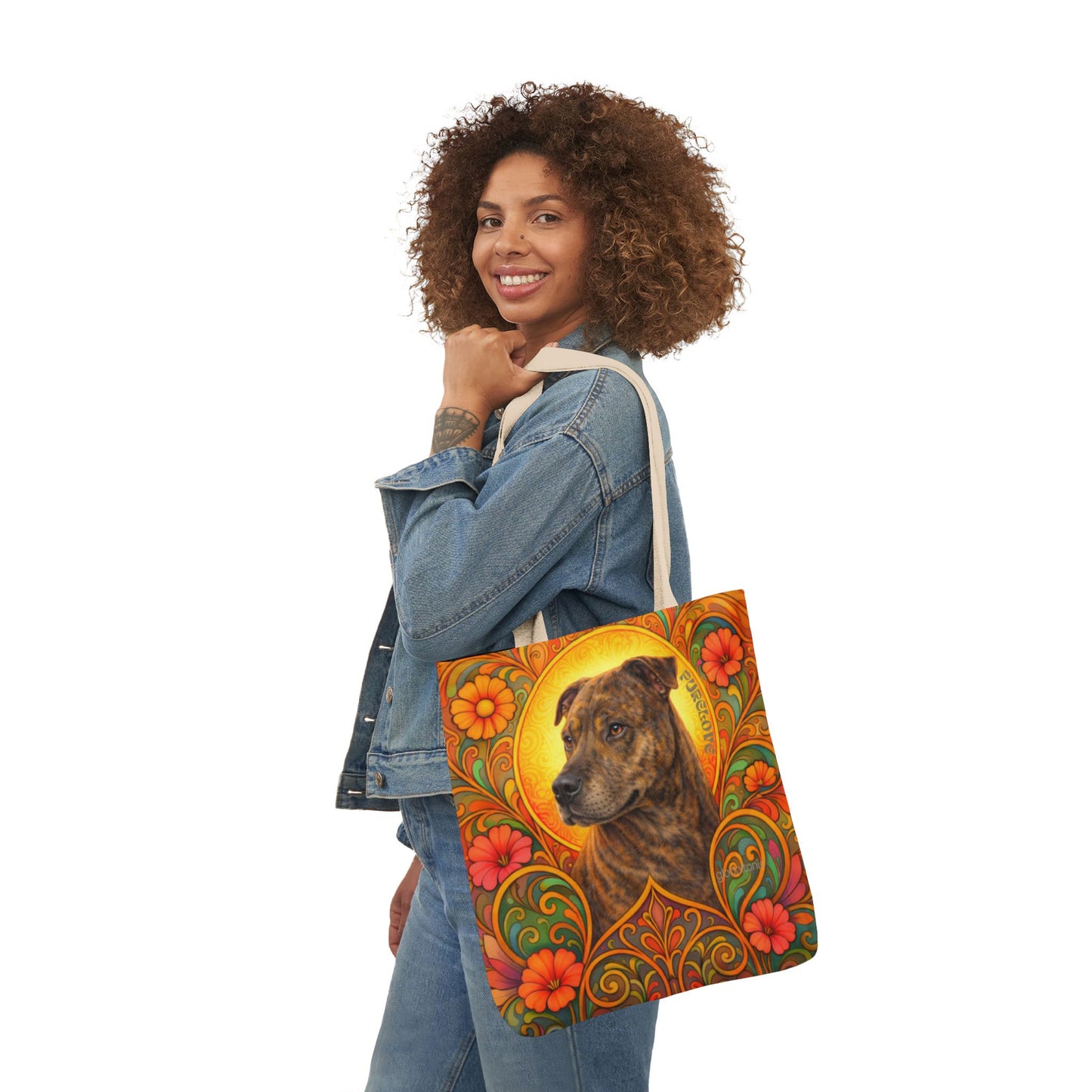 Staffy Brown All-Over Print Canvas Tote Bag – Colourful Artistic Dog Lover Gift